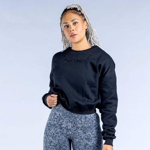 DFYNE Luxe Revive Crop Pullover Schwarz | 0349-IXKQF