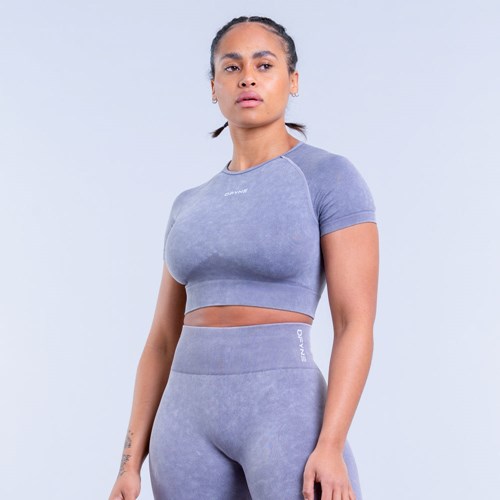 DFYNE Valkyrie Acid Wash Crop Top Grau | 0529-JOUCB