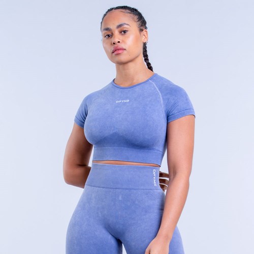 DFYNE Valkyrie Acid Wash Crop Top Tiefesblau | 9854-YERKH